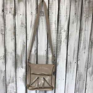 The Sak 100% Leather Crossbody Purse  Zippers Tan